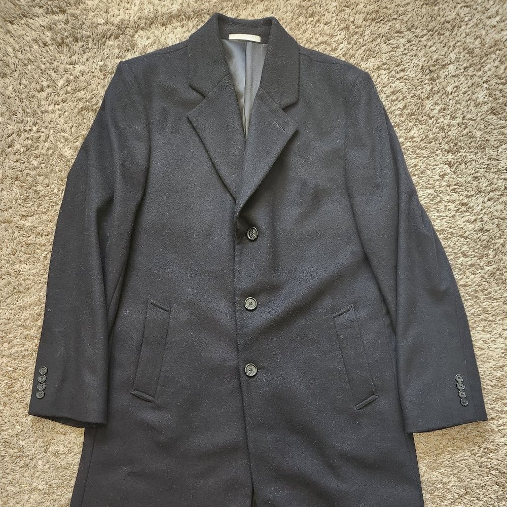Michael Kors Overcoat Cashmere Blend Black Men's 42L Long Large Winter 3-Button